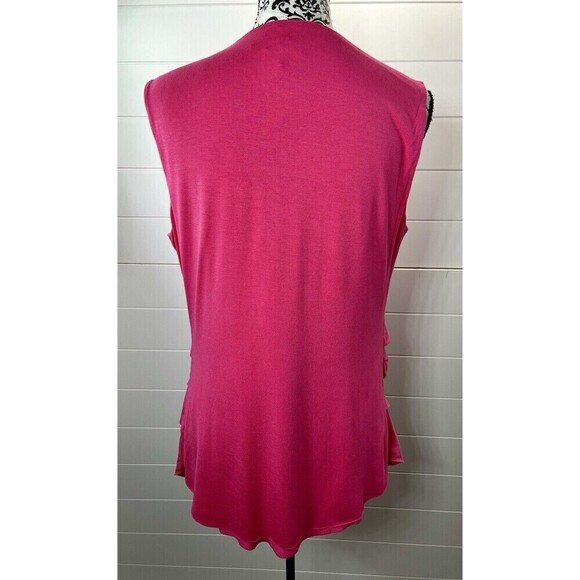 Neiman Marcus Womens Pink Linen Blend Cow Neck Ruching Beach Coastal L - Picture 6 of 10